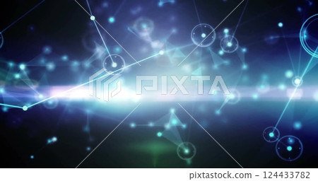 Image of network of connections over light spots 124433782