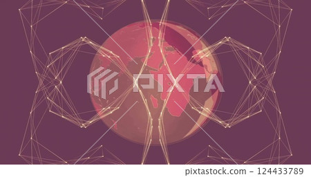 Image of network of connections over globe 124433789