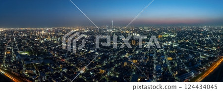 東京航拍:無人機從江戶川上空拍攝東京夜景 東京航拍:無人機從江戶川上空拍攝東京夜景 124434045