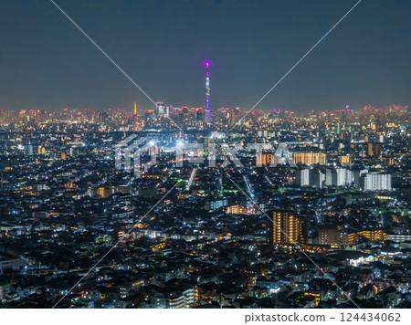 東京航拍:無人機從江戶川上空拍攝東京夜景 東京航拍:無人機從江戶川上空拍攝東京夜景 124434062