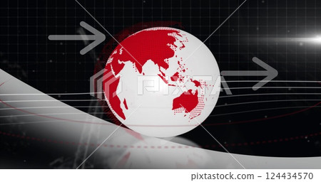 Image of shapes and arrows over globe 124434570