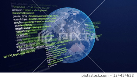 Image of digital data processing over globe 124434638