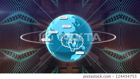 Image of ai data processing over globe 124434753
