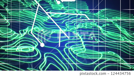 Image of ai data processing over circuit board with transfer trails Image of ai data processing over circuit board with transfer trails 124434756