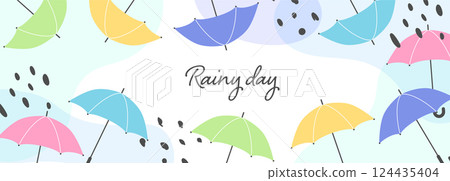 彩色雨傘背景素材 124435404