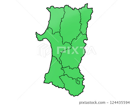 秋田縣的地圖按區域劃分，略顯粗略 124435594