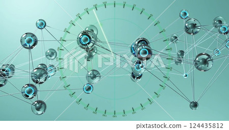 Image of network of connections over scope scanning Image of network of connections over scope scanning 124435812