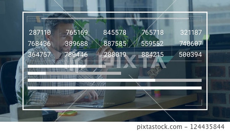 Image of data processing over caucasian businessman working in office Image of data processing over caucasian businessman working in office 124435844
