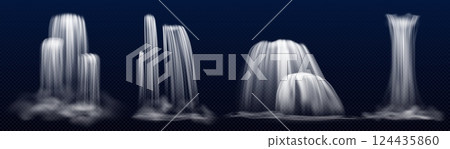 Realistic 3d waterfall cascades set Realistic 3d waterfall cascades set 124435860