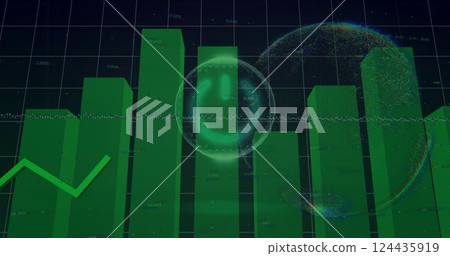 Image of financial data processing over globe 124435919
