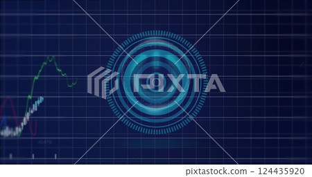 Image of financial data processing over scope scanning 124435920
