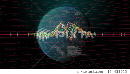 Image of digital data processing over globe 124435923