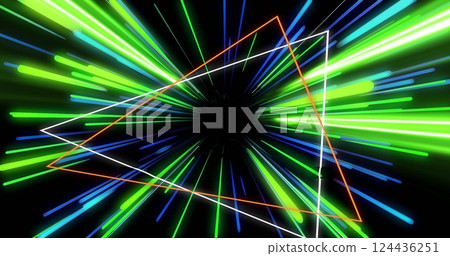 Image of neon pattern over light trails background 124436251