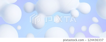 3D blob banner with white liquid shapes 124436337
