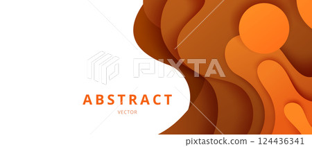 Orange gradient layered paper cut waves Orange gradient layered paper cut waves 124436341