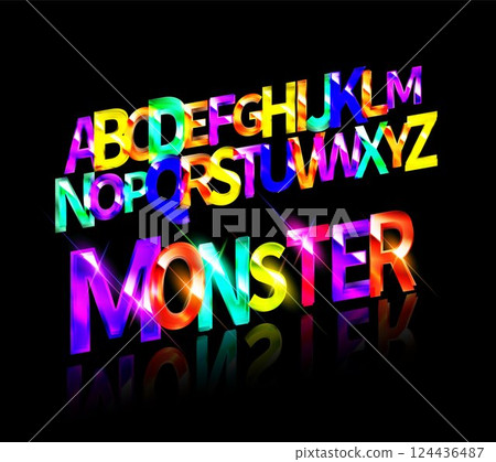 Graffiti Alphabet Monster Slime Green Color Vector Illustration 124436487