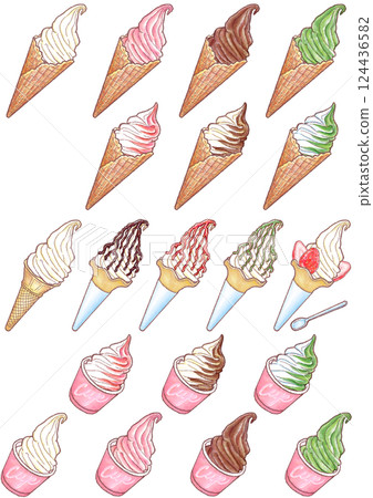 Various soft serve ice creams_list_vertical 124436582