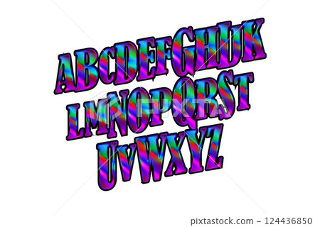 Vector Blue light neon alphabet in dark. Illustration 124436850