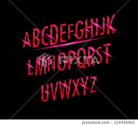 Blood font. Halloween bloody letters illustration. Vector alphabet with numbers and glyphs. 124436983
