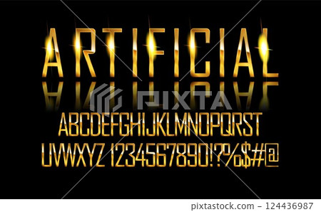 Gold Grand Opening text effect. Vector illustration Gold Grand Opening text effect. Vector illustration 124436987