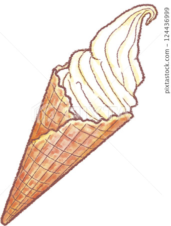 Soft serve ice cream_waffle cone_vanilla 124436999