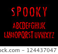 Blood font. Halloween bloody letters illustration. Vector alphabet with numbers and glyphs. 124437047