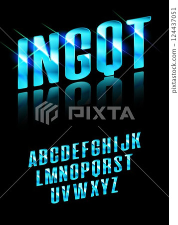 Vector Blue light neon alphabet in dark. Illustration Vector Blue light neon alphabet in dark. Illustration 124437051