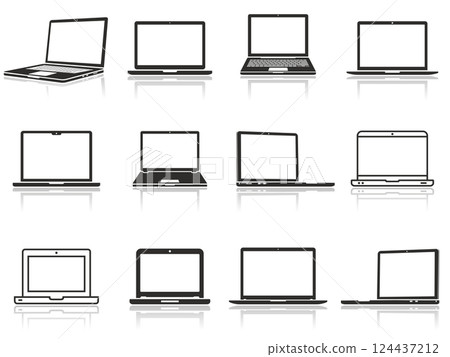 Simple laptop icons set. Computer notebook vector icons. Simple laptop icons set. Computer notebook vector icons. 124437212
