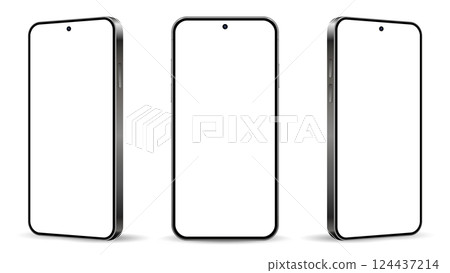 Smartphone mockup. Mobile phone isolated on white background. 124437214