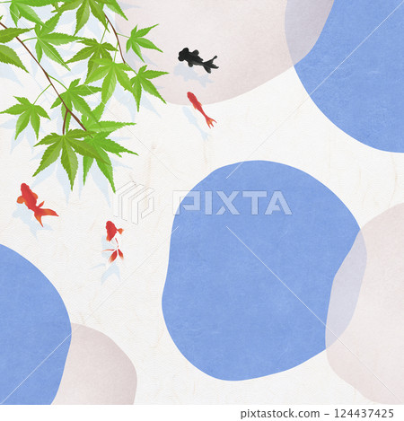 Background material using Japanese paper, Scandinavian, modern feel, elegantly swimming goldfish 124437425
