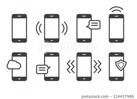 Cell phone icon set. Mobile phone outline symbol illustration. 124437986