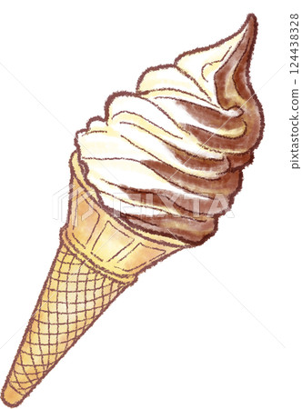 Soft serve ice cream_cone_chocolate mix Soft serve ice cream_cone_chocolate mix 124438328