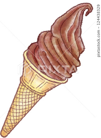 Soft serve ice cream_Cone_Chocolate soft serve ice cream 124438329
