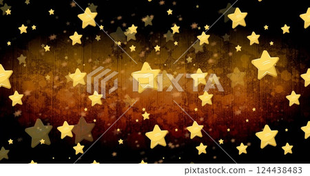 Image of falling gold stars over aged dark background 124438483