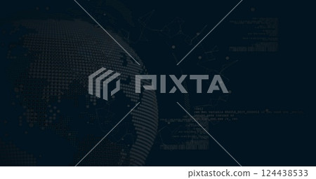 Image of data processing over globe on black background Image of data processing over globe on black background 124438533