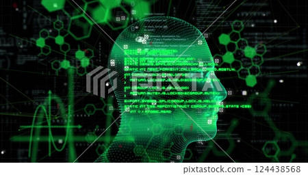 Image of digital data processing over human head 124438568