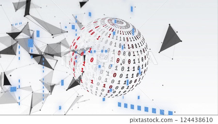 Image of globe with data processing and network of connections on white background 124438610