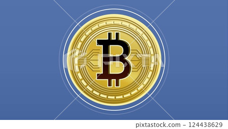 Image of bitcoin financial data processing over blue background Image of bitcoin financial data processing over blue background 124438629