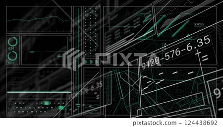 Image of digital data processing over dark background Image of digital data processing over dark background 124438692