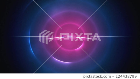 Image of glowing light trails moving on seamless loop on dark background 124438799