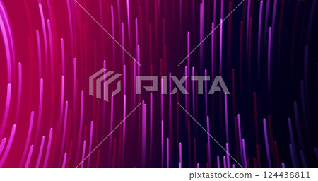 Image of purple and red lines moving on black background 124438811