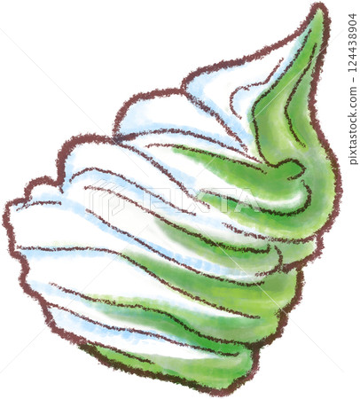 軟冰淇淋_混合_抹茶口味_抹茶奶油 124438904