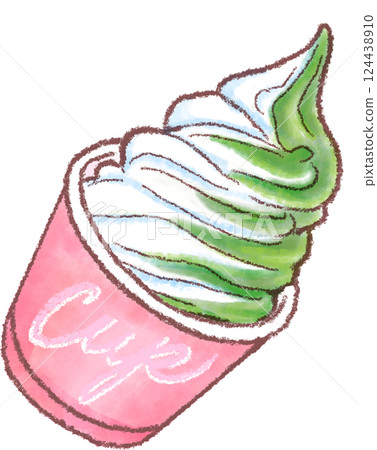 Soft serve ice cream cup matcha mix matcha cream 124438910