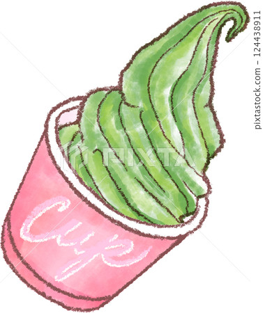 軟冰淇淋杯抹茶口味抹茶奶油 124438911