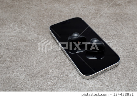 Earphones and smartphone 124438951