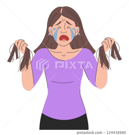 Woman suffering from alopecia vector isolated 124438980