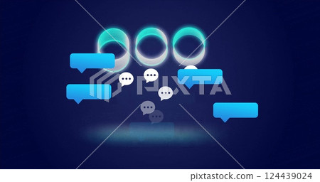 Chat bubbles and glowing circles, image of digital communication Chat bubbles and glowing circles, image of digital communication 124439024