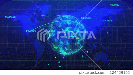 Image of data processing over globe Image of data processing over globe 124439103
