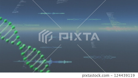 Image of dna strand and data processing 124439119