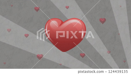 Image of red hearts over grey stripes spinning Image of red hearts over grey stripes spinning 124439135